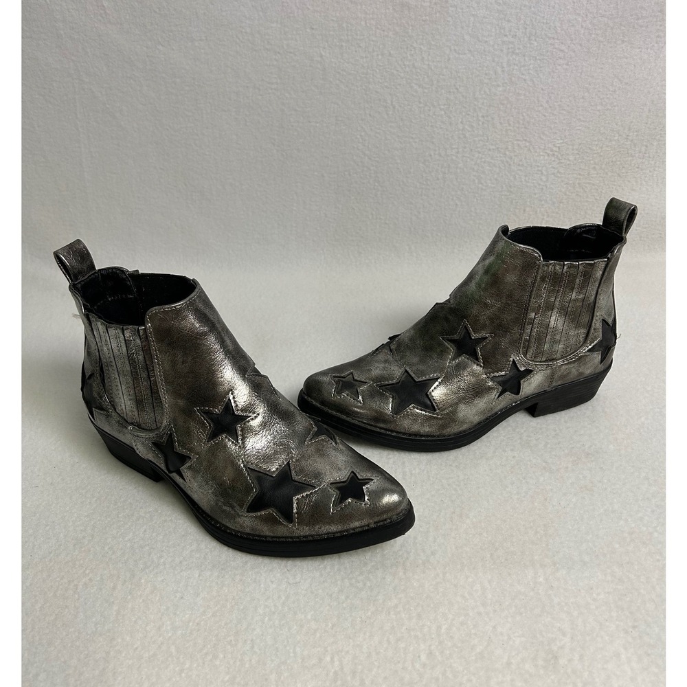 Seven7 Rockstar Bootie Star Metallic Silver Womens 6 Excellent Ankle Boots 2034